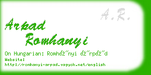 arpad romhanyi business card